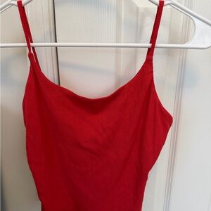 Lulu's Red Ribbed Spaghetti Strap Camisole